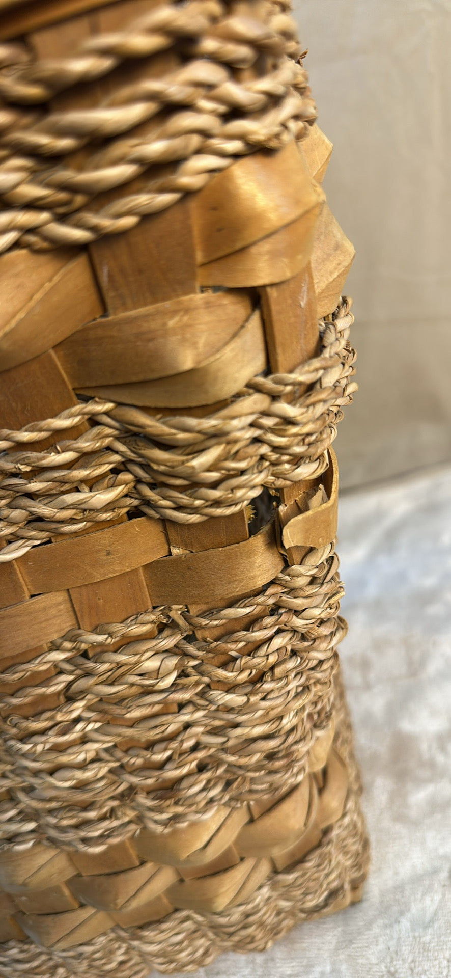 Wicker stair step basket
