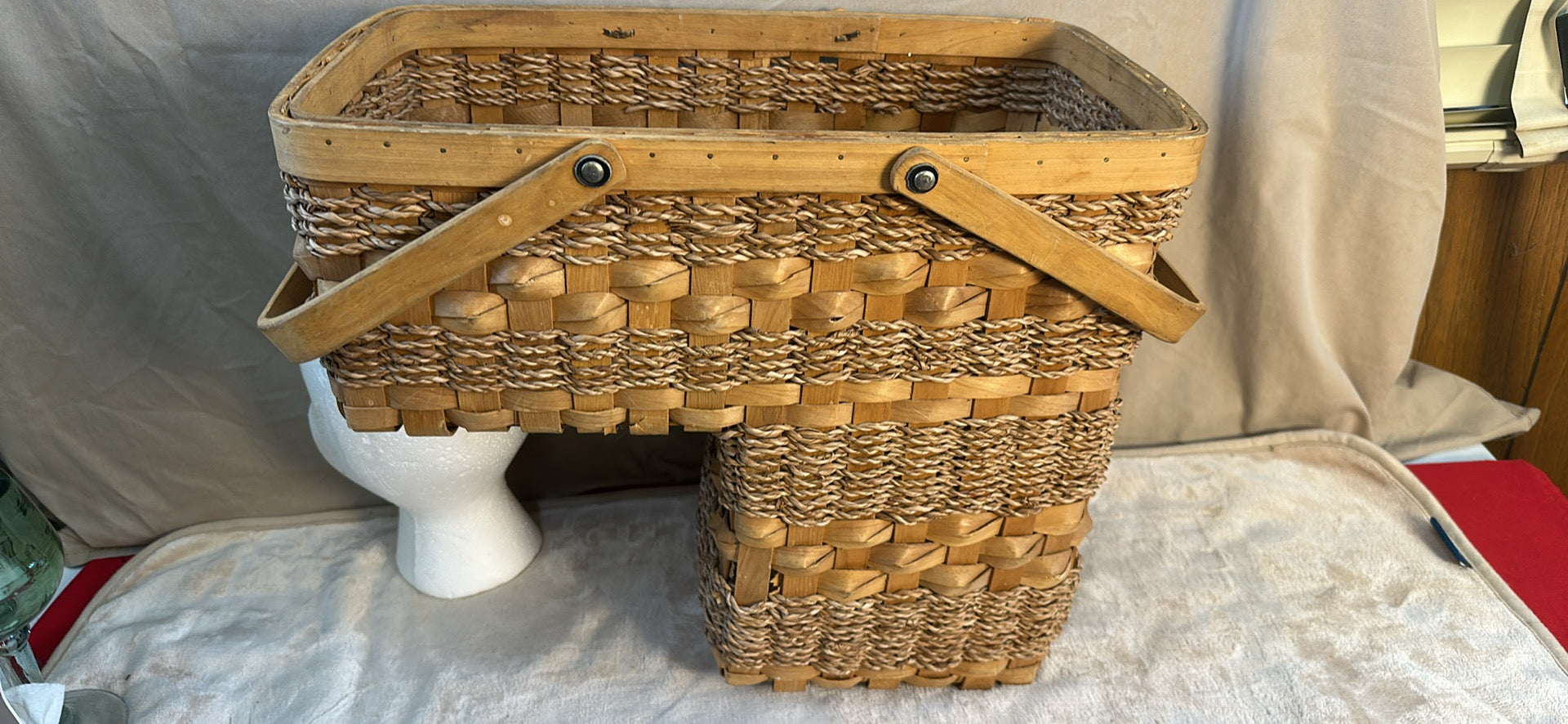 Wicker stair step basket