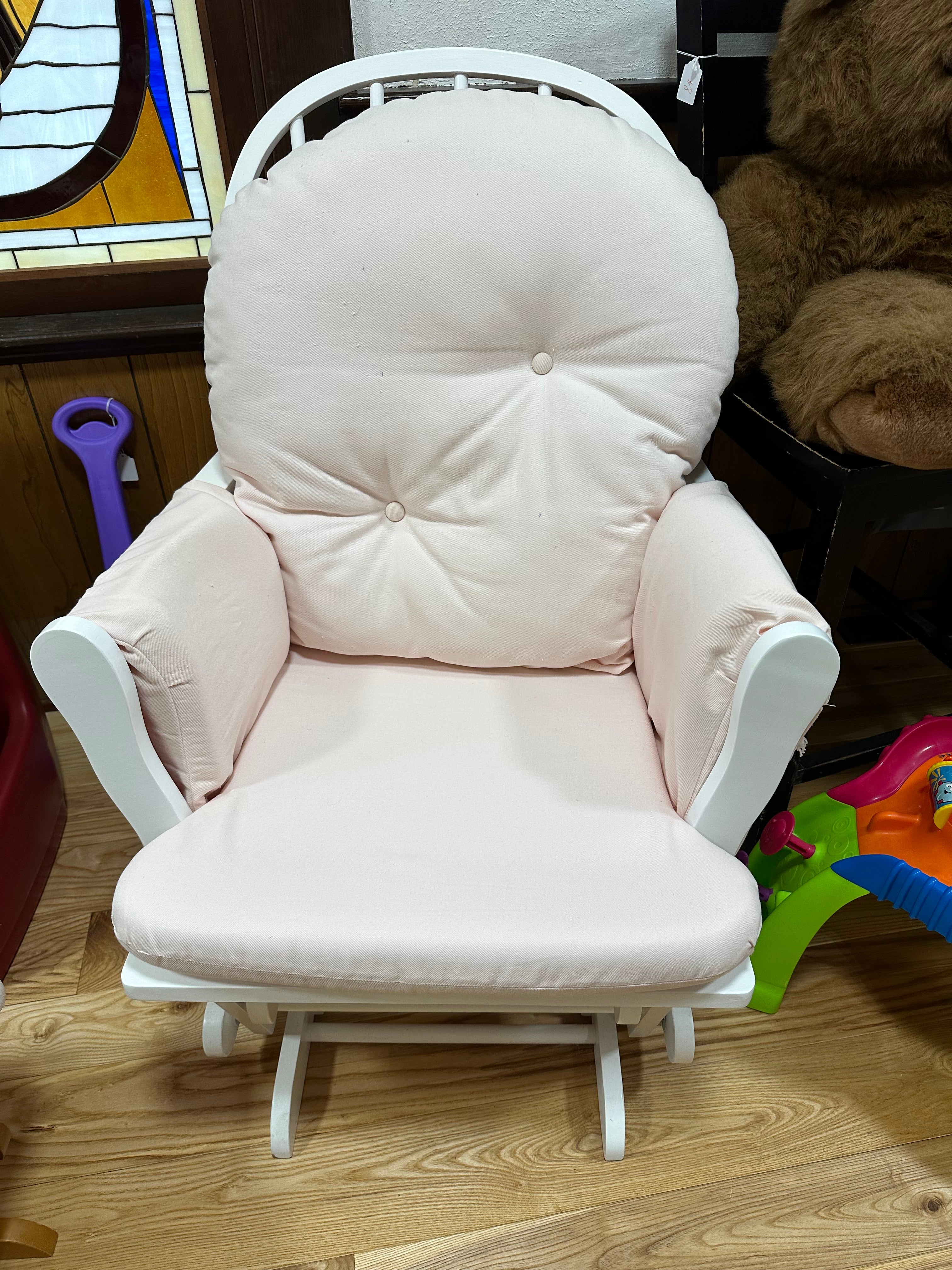 Pink & white glider rocking chair