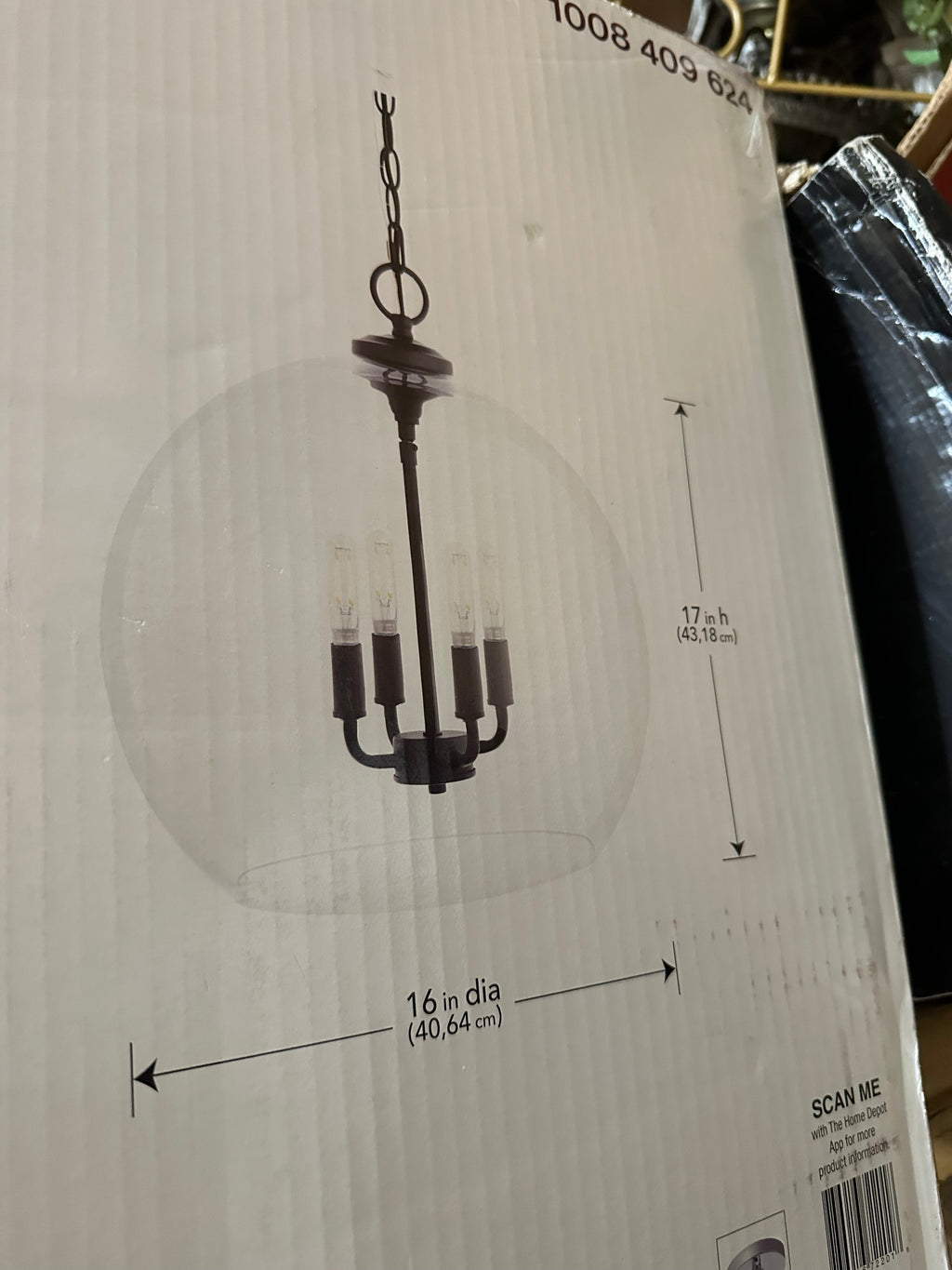 4 Light glass pendant chandelier