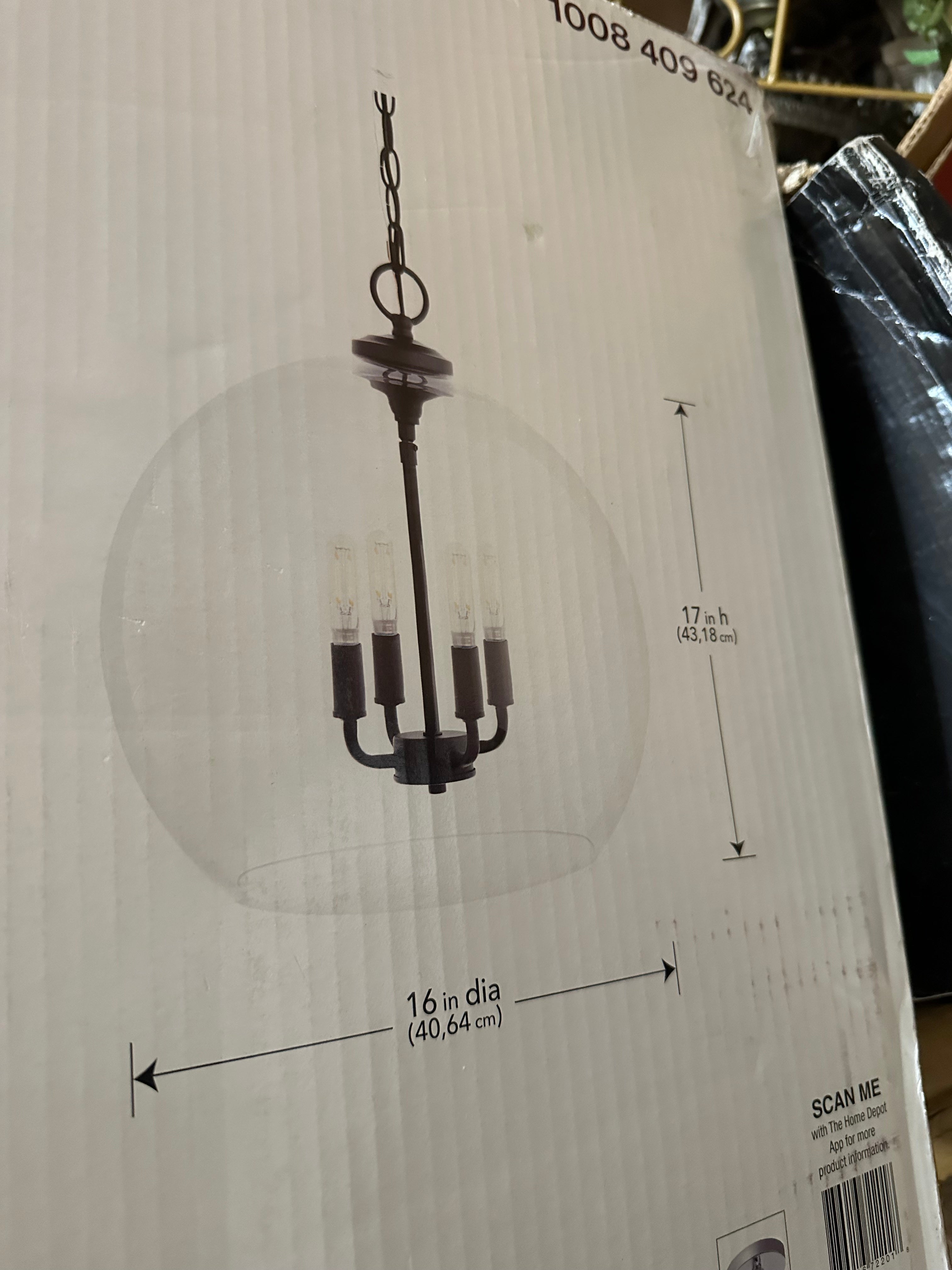 4 Light glass pendant chandelier