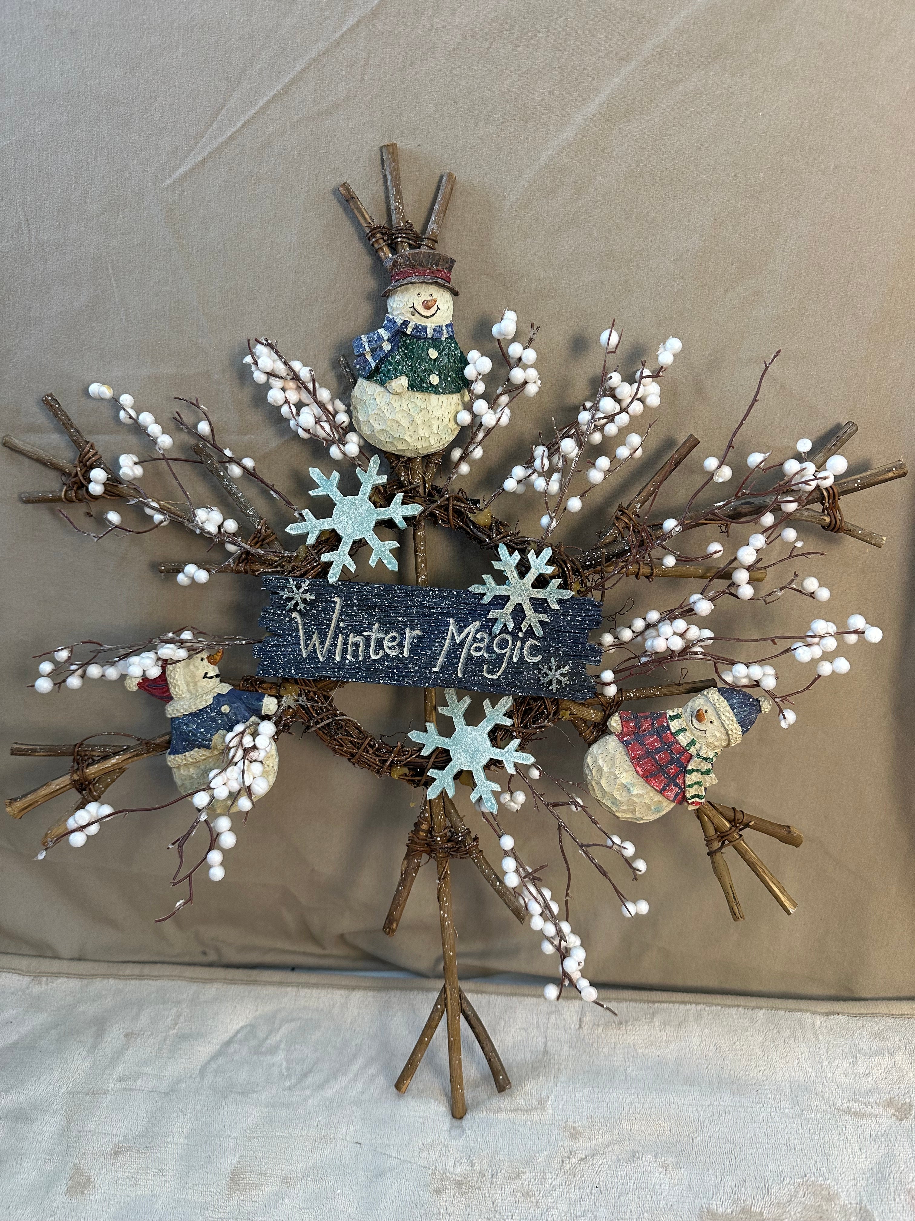 Snowman themed wreath wall door decor