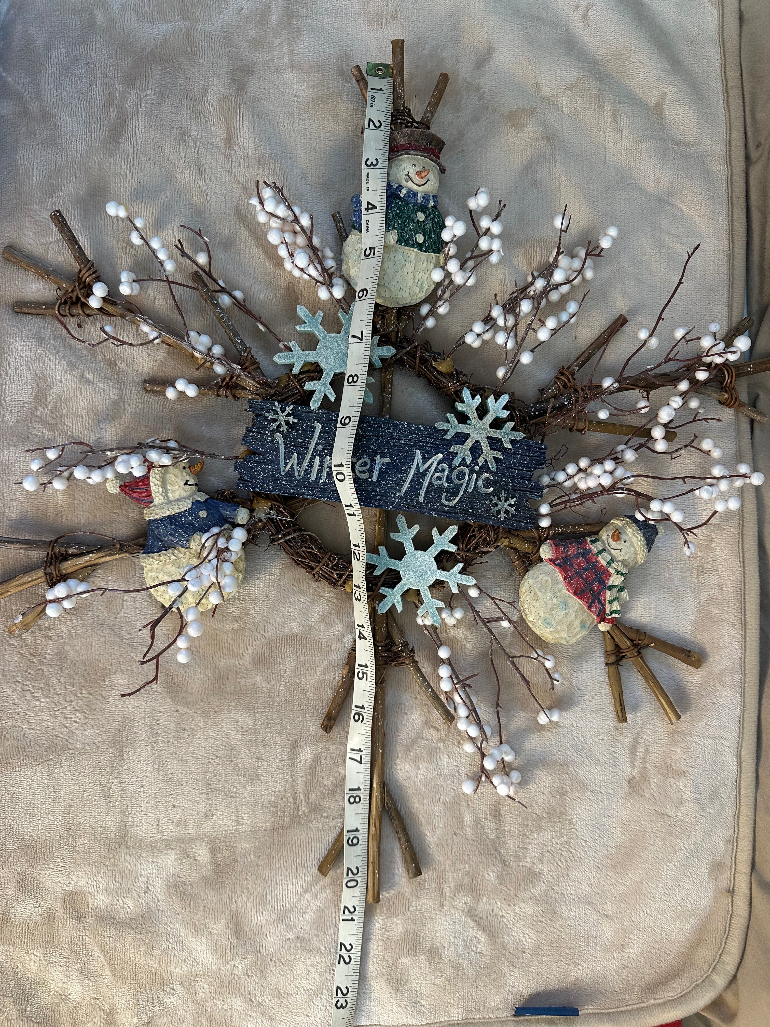 Snowman themed wreath wall door decor