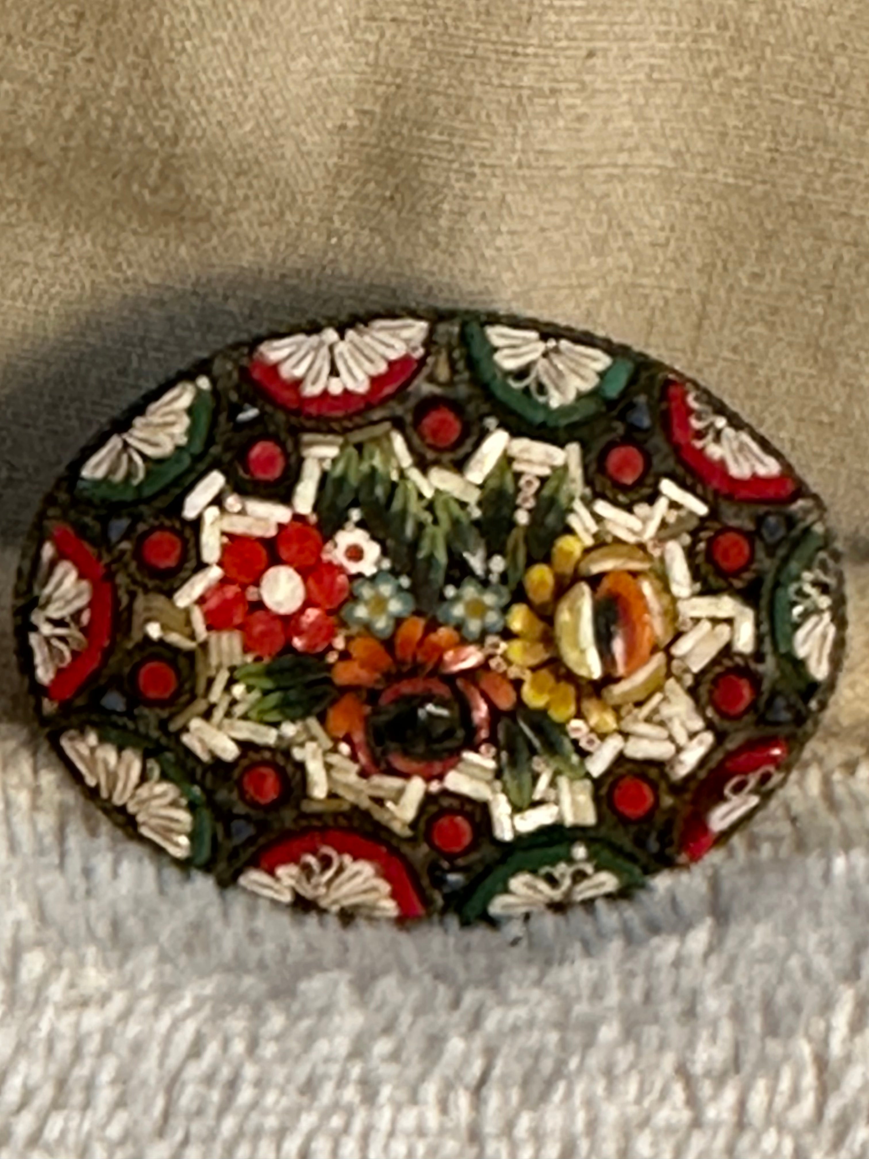 Italy Mirco Mosaic Millefiori Floral Pin