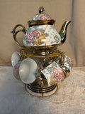 Floral and gold trimmed teapot set