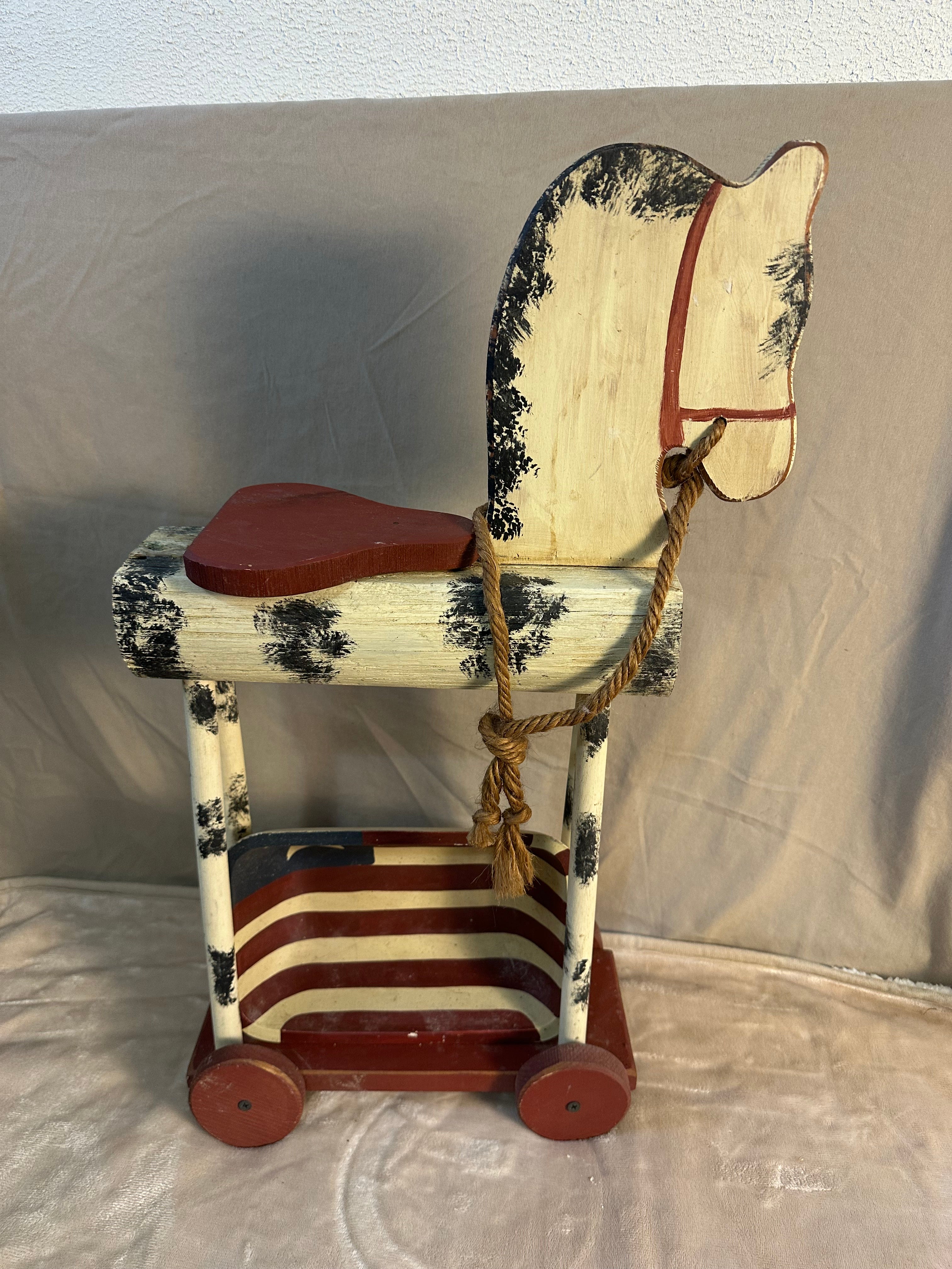 Adorable wooden porch horse decoration