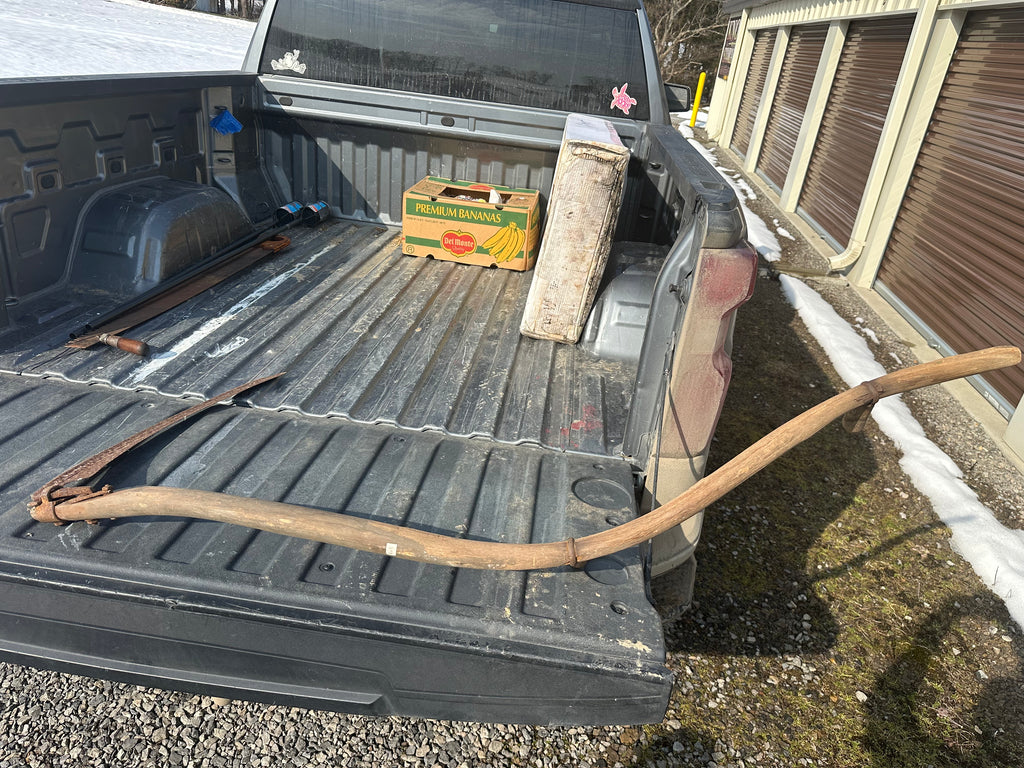 Vintage scythe sickle with both handles intact