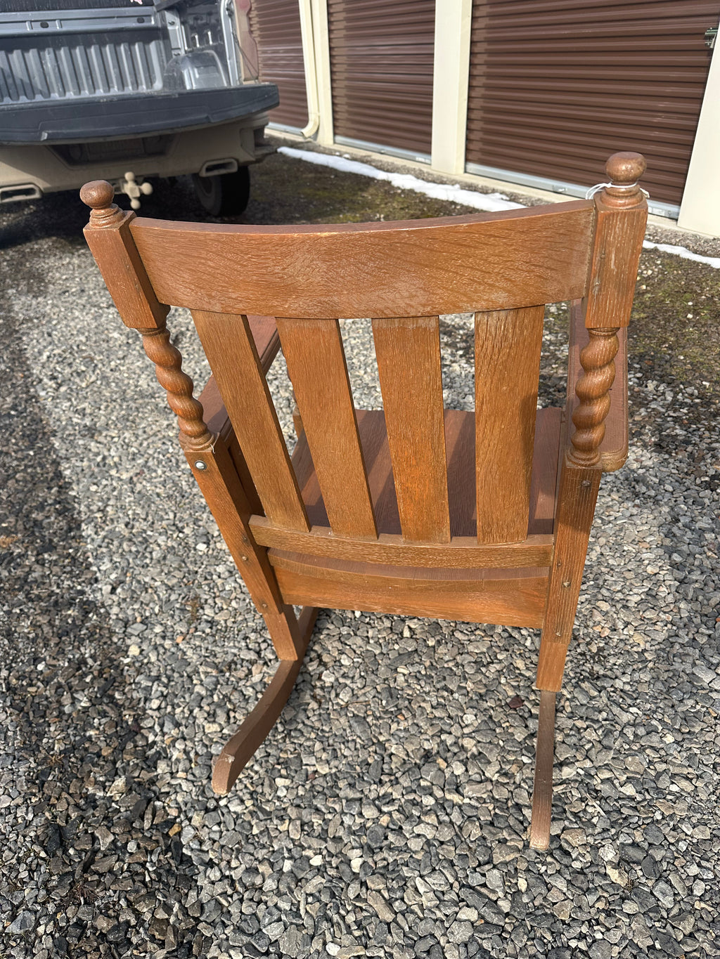 Wide seat wood rocking chair