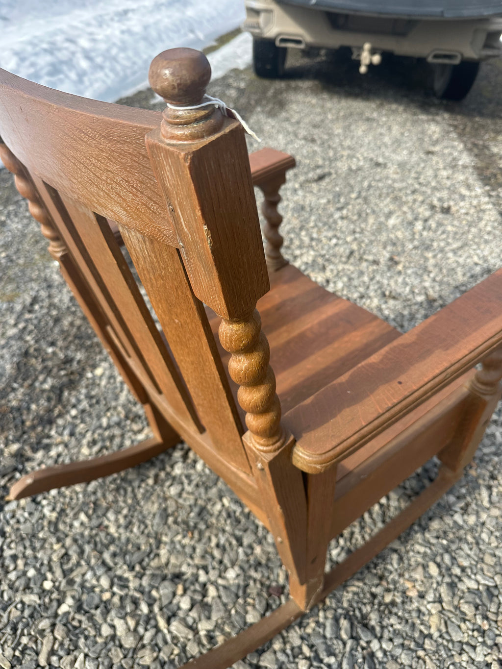 Wide seat wood rocking chair